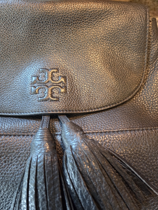 Tory Burch Black Pebbled Leather Tassel Backpack with Wristlet main image 6